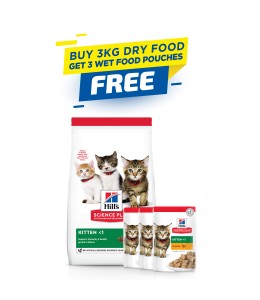 Hill's Science Plan Kitten Food with Chicken - 3kg + 3 Wet Food