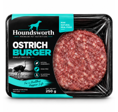 Houndsworth Ostrich Burger Frozen Raw Pet Food 250g