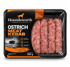 Houndsworth Ostrich Meat Kebab Frozen Raw Pet Food 250g