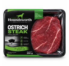 Houndsworth Ostrich Steak Frozen Raw Pet Food 250g