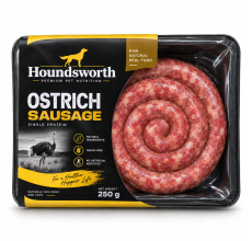 Houndsworth Ostrich Sausage Frozen Raw Pet Food 250g