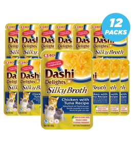 Inaba Dashi Delights Silky Broth Chicken With Tuna Recipe Cat Treats 40g - Pack of 12