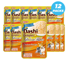 Inaba Dashi Delights Delicate Flakes Chicken Recipe Cat Treats 40g - Pack of 12