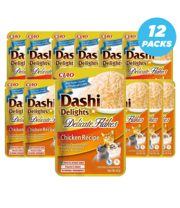 Inaba Dashi Delights Delicate Flakes Chicken Recipe Cat Treats 40g - Pack of 12