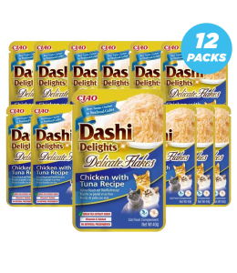 Inaba Dashi Delights Delicate Flakes Chicken With Tuna Recipe Cat Treats 40g - Pack of 12