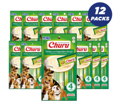 INABA CHURU chicken with vegetable recipe 56g/4 sticks per pack - Pack of 12