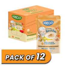 MOOCHIE CREAMY BROTH WITH SALMON & KATSUOBUSHI 40g Pouch Pack of 12