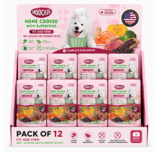 Moochie Home Cooked Dog Food - Fit and Firm - Beef, Salmon and Riceberry Recipe 255g Pack of 12