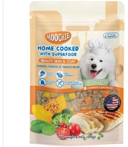 Moochie Home Cooked Dog Food - Beauty Skin & Coat - Chicken, Pumpkin & Tomato Recipe 255g With Superfood