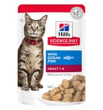 Hill's Science Plan Adult Wet Cat Food Ocean Fish Pouches - 85g x 12