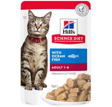 Hill's Science Plan Adult Wet Cat Food Ocean Fish Pouches - 85g x 12