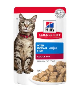 Hill's Science Plan Adult Wet Cat Food Ocean Fish Pouches - 85g x 12