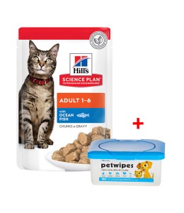 Hill's Science Plan Adult Wet Cat Food Ocean Fish Pouches - 85g x 12