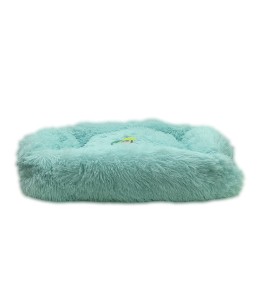 Grizzly Velor Round Plush Blue Dog Bed  Small - 50 x 15cm