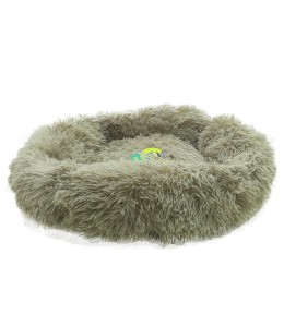 Grizzly Velor Round Plush Beige Dog Bed Small - 50 x 15cm