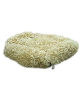 Grizzly Velor Round Plush Cream Dog Bed Small - 50 x 15cm