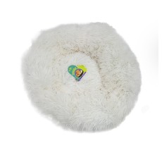 Grizzly Velor Round Plush White Dog Bed  Small - 50x 15cm