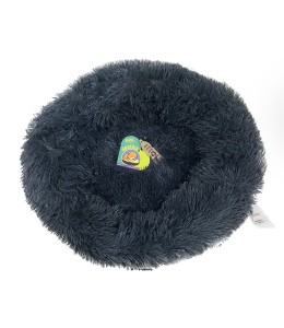 Grizzly Velor Round Plush Dark Grey Dog Bed  Small - 50 x 15cm