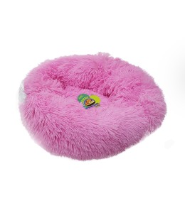 Grizzly Velor Round Plush Pink Dog Bed Small - 50 x 15cm