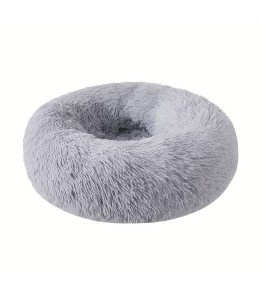 Grizzly Velor Round Plush Grey Dog Bed Small - 50 x 15cm