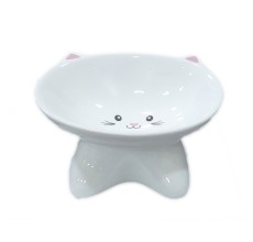 Ceramic kitty Podium - 16 x 9.5cm White
