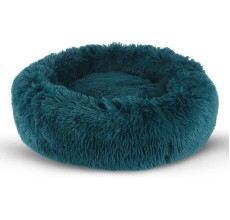 Grizzly Velor Round Plush Blue Green Dog Bed Small - 50 x 15cm