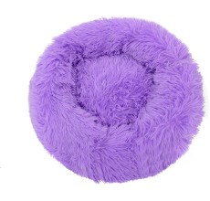 Grizzly Velor Round Plush Purple Dog Bed Small - 50 x 15cm