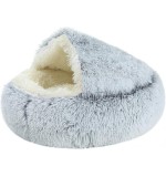 Grizzly Velor Round Plush Grey White Dog Bed Small - 50 x 15cm