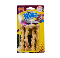 Nylabone Nubz Beef With Meaty Center 4Ct Card Small Edible Treats