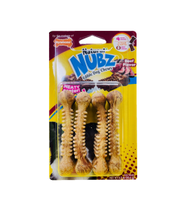 Nylabone Nubz Beef With Meaty Center 4Ct Card Small Edible Treats