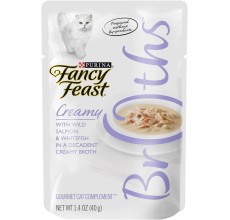Purina Fancy Feast Lickable Creamy Broths Cat Wet Food Complement Wild Salmon and Whitefish 40g