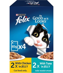 Nestle Felix Adult Chicken + Adult Tuna Multi-pack 4x85g