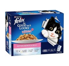 Purina Felix As Good As It Looks Wet Food Menus in Jelly for Kittens (Up to 1 Year) 12 x 85g