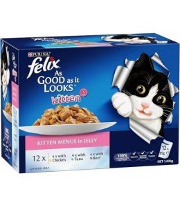 Purina Felix As Good As It Looks Wet Food Menus in Jelly for Kittens (Up to 1 Year) 12 x 85g