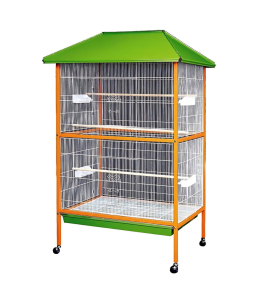 Dayang Bird Cage (A01) - 107 x 88.5 x 170cm - Wire: White + Frame: Orange