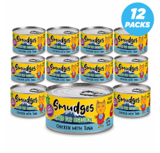 Smudges Adult Cat Chicken Flakes with Tuna In Soft Jelly 80g Pack of 12