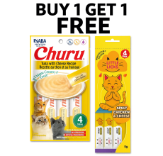Inaba Churu Tuna with Cheese - 56g GET Smudges Little Licks Chicken & Cheese Creamy Bisque Treats FREE