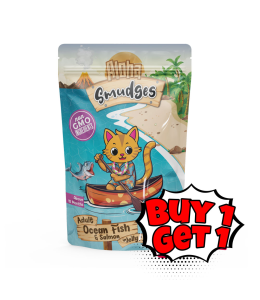 Buy one Get one Aloha Smudges Ocean Fish & Salmon Adult Cat wet food in Jelly 85g Pouch
