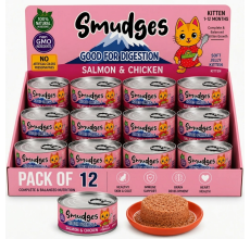 Smudges Kitten Salmon Pate Mixed with Shredded Chicken 60g Pack of 12