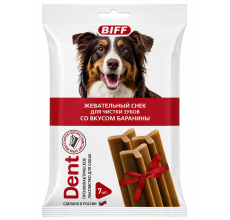 BIFF Dent Lamb-Flavoured Dental Chew Sticks - Plaque & Tartar Control Treat for Large Breed Dogs, 7 Sticks, 270g