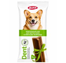 BIFF Dent Veal-Flavoured Dental Chew Sticks - Plaque & Tartar Control Treat for Medium Breed Dogs, 3 Sticks, 77g