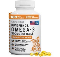 Chew + Heal Mini Wild-Caught Omega-3 Soft gels For Dogs and Cats 180 Soft gels