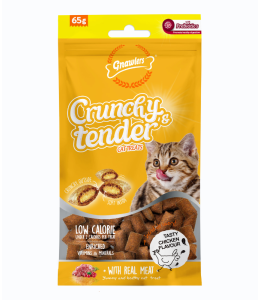 Gnawlers Chicken Flavour Crunchy & Tender Cat Treats 65g