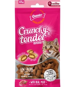 Gnawlers Salmon & Milk Flavour Crunchy & Tender Cat Treats 65g