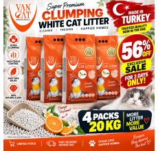 Van Cat White Clumping Bentonite Cat Litter Orange 5Kg ( PACK OF 4 )
