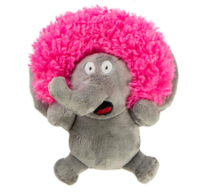 goDog® Silent Squeak™ Crazy Hairs Elephant with Chew Guard Technology™ Durable Plush Dog Toy Small