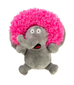 goDog® Silent Squeak™ Crazy Hairs Elephant with Chew Guard Technology™ Durable Plush Dog Toy Small