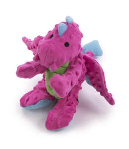 goDog Dragons with Chew Guard Technology Durable Plush Squeaker Dog Toy Pink Large