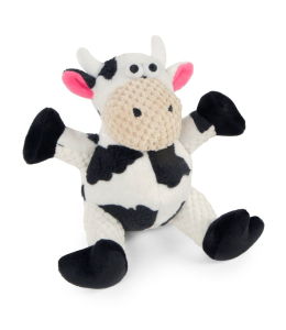 goDog Checkers Sitting Cow with Chew Guard Technology Durable Plush Dog Toy Mini