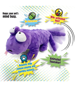 goDog Action Plush Lizard with Chew Guard Technology Animated Squeaker Dog Toy